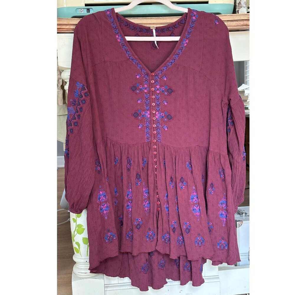 Free People Ariana Tunic Mini Dress Embroidered Top